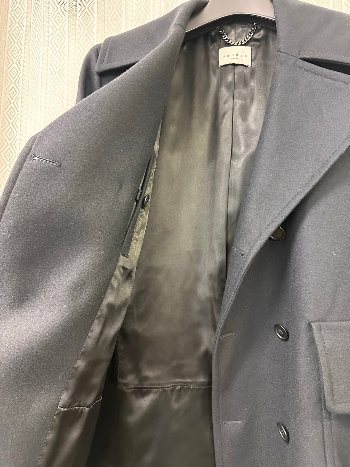 (M)산드로옴므 더블 브레스티드 코트 다크네이비 상품이미지4