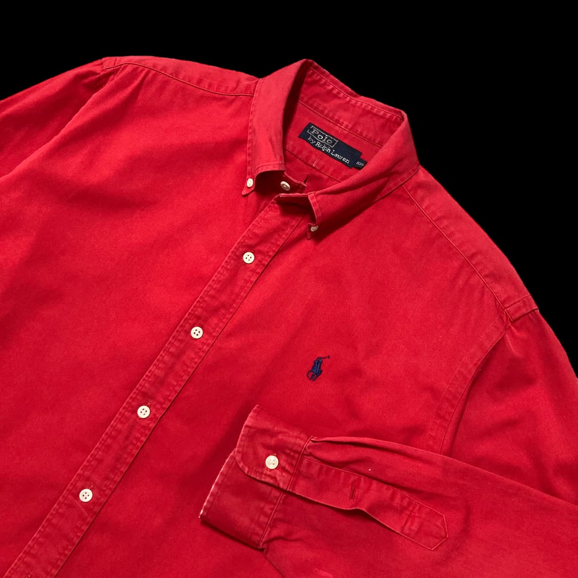 폴로랄프로렌 90s 신한 인터네셔널 레드 솔리드 셔츠 상품이미지2