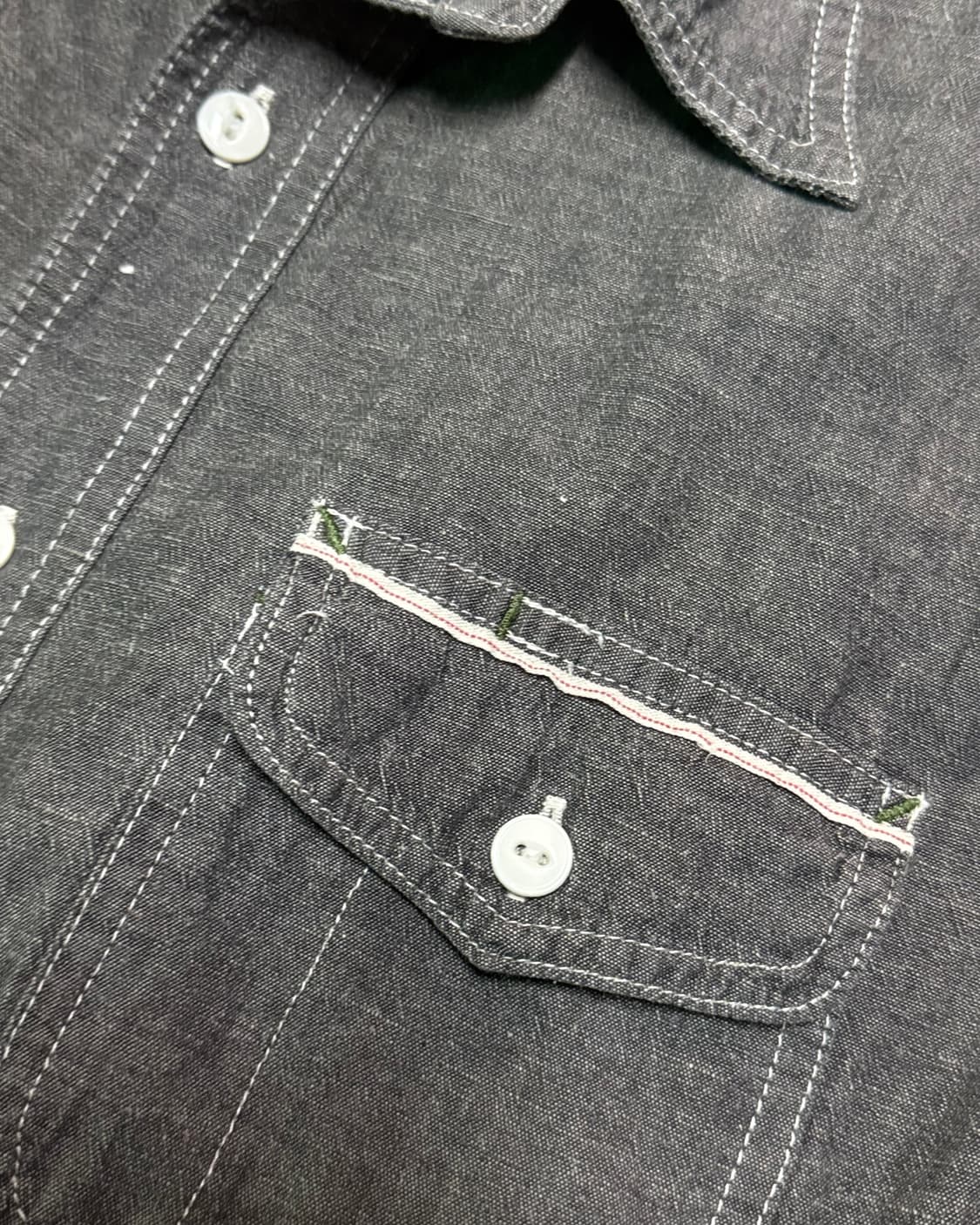 이스트하버서플러스 코튼 블랜드 투 포켓 샴브레이 셔츠 L 상품이미지5