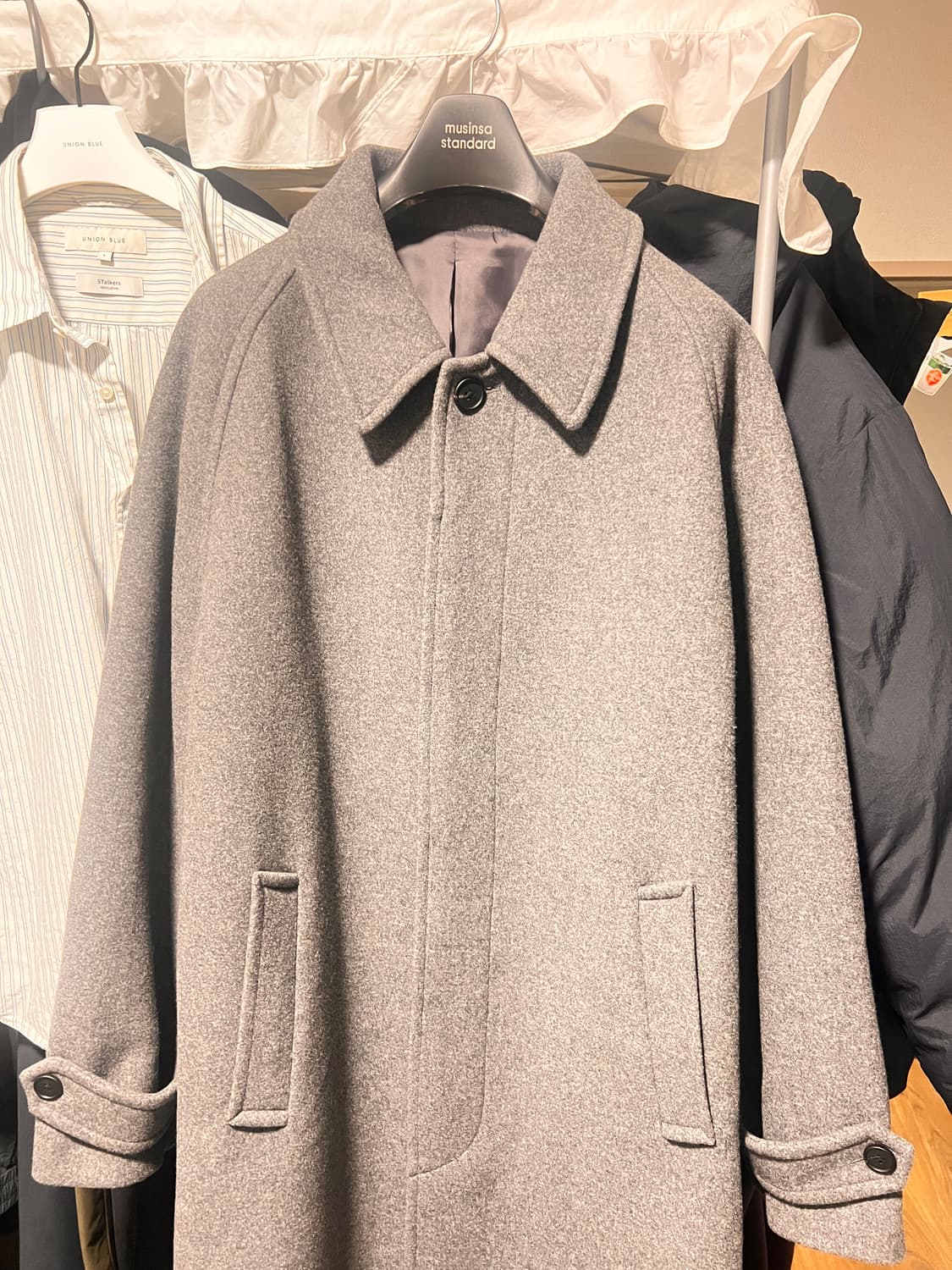 무신사 스텐다드 캐시미어 블렌드 오버사이즈 발마칸 코트 미디엄 그래이 상품이미지2