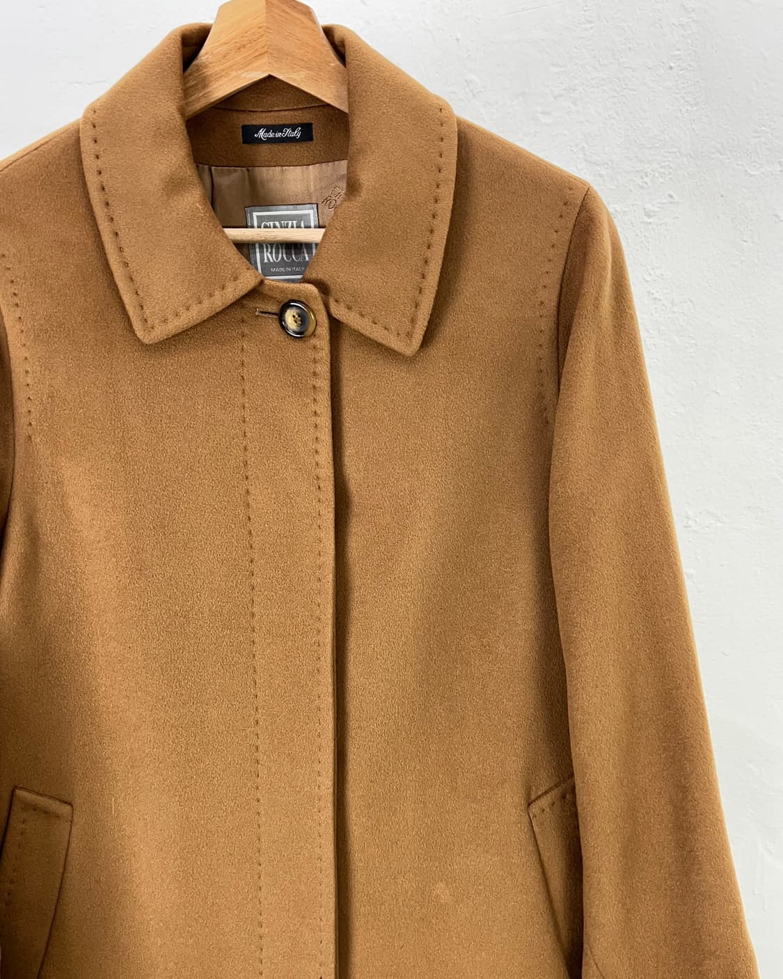 신지아로카 카멜 캐시미어 벨티드 싱글 발마칸 롱 코트 상품이미지3