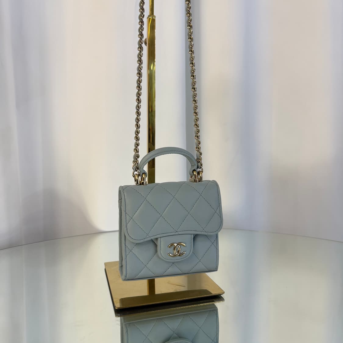 [정품] 샤넬 탑핸들 체인 미니백 램스킨 ap2682 상품이미지6