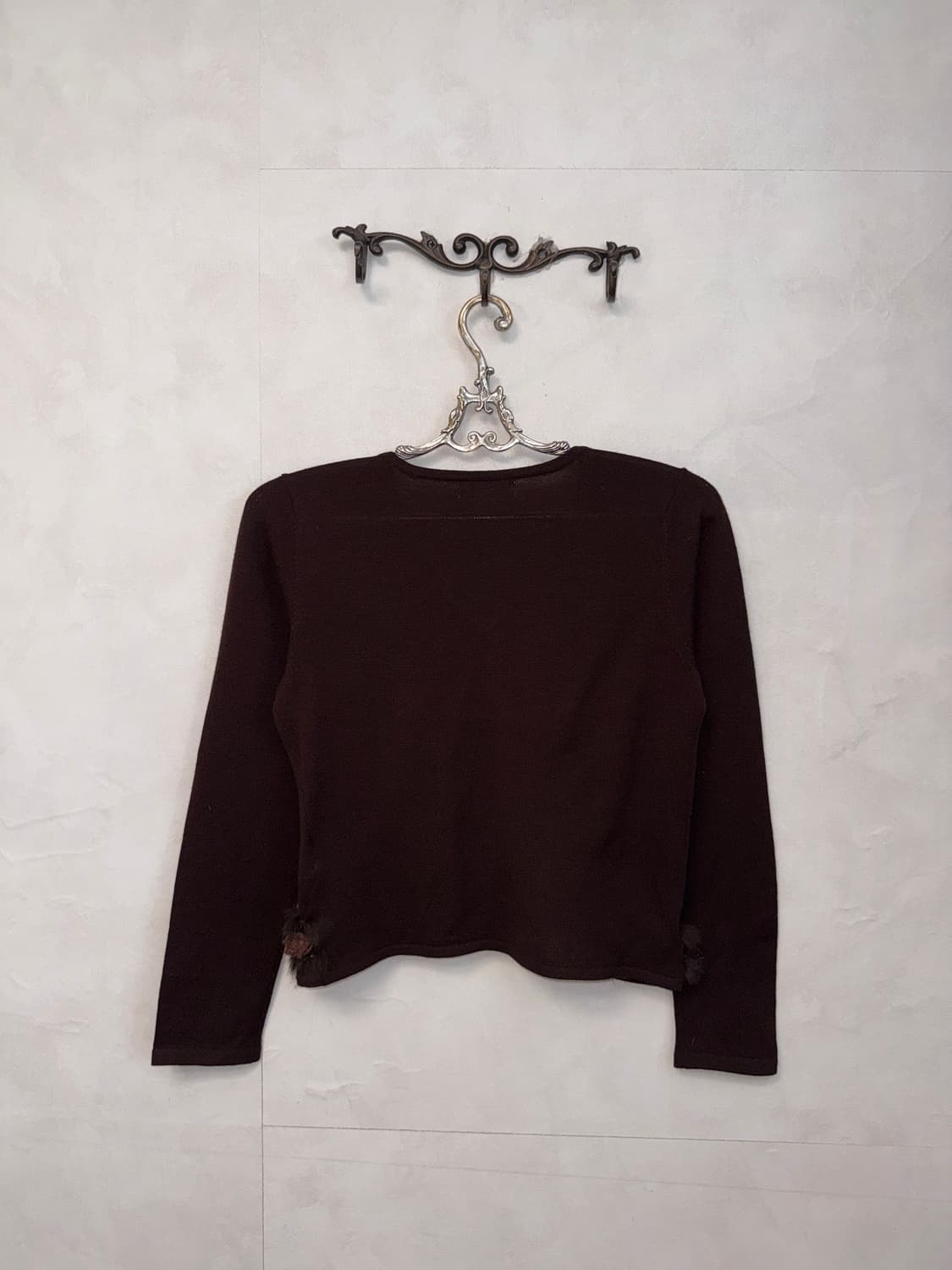 Brown rabbit fur trimming wool cardigan 상품이미지4