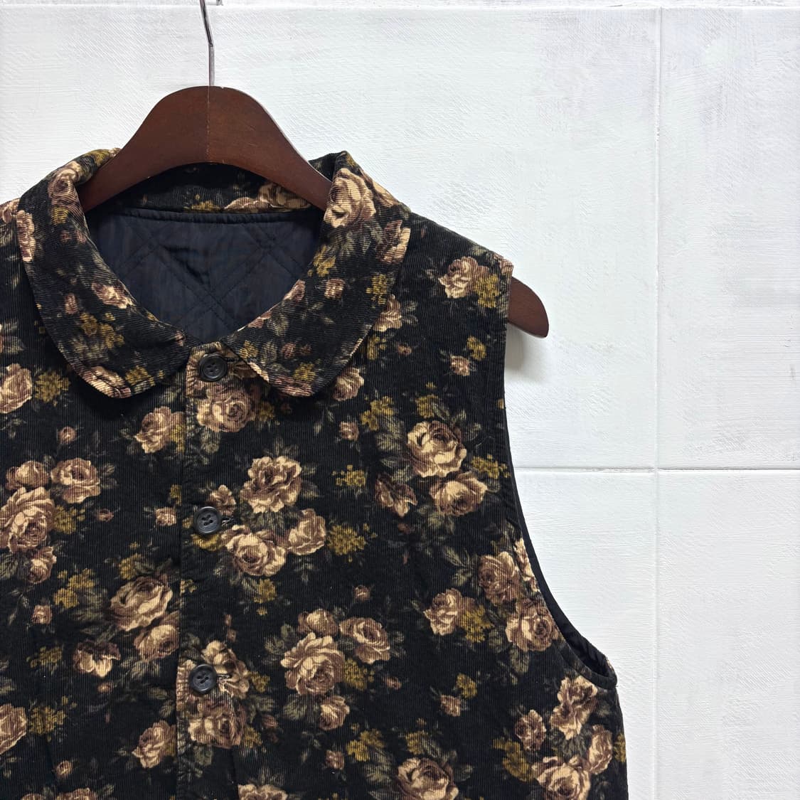 플라워 코듀로이 리버서블 퀼팅 베스트 (JPN) 상품이미지2