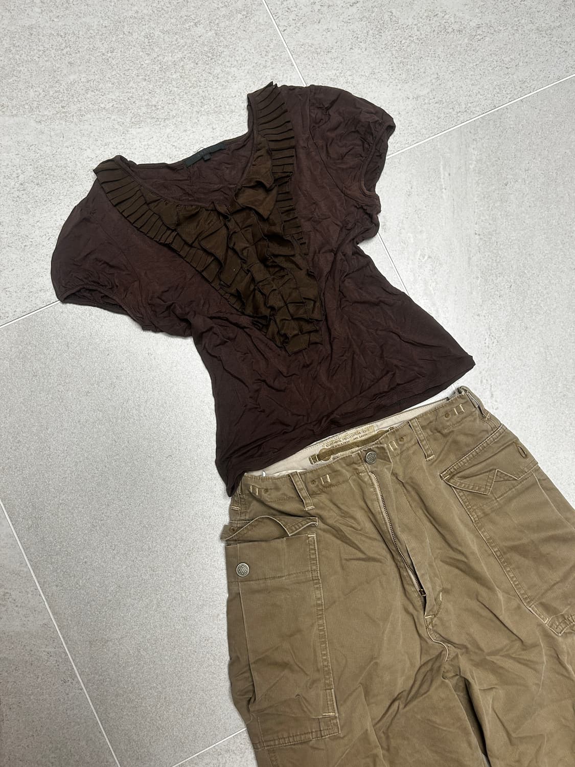 Vintage brown t-shirt cargo pants 상품이미지2