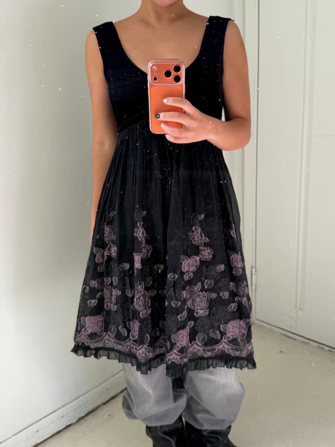 일본빈티지 연말룩 로즈 벨벳 원피스 상품이미지1