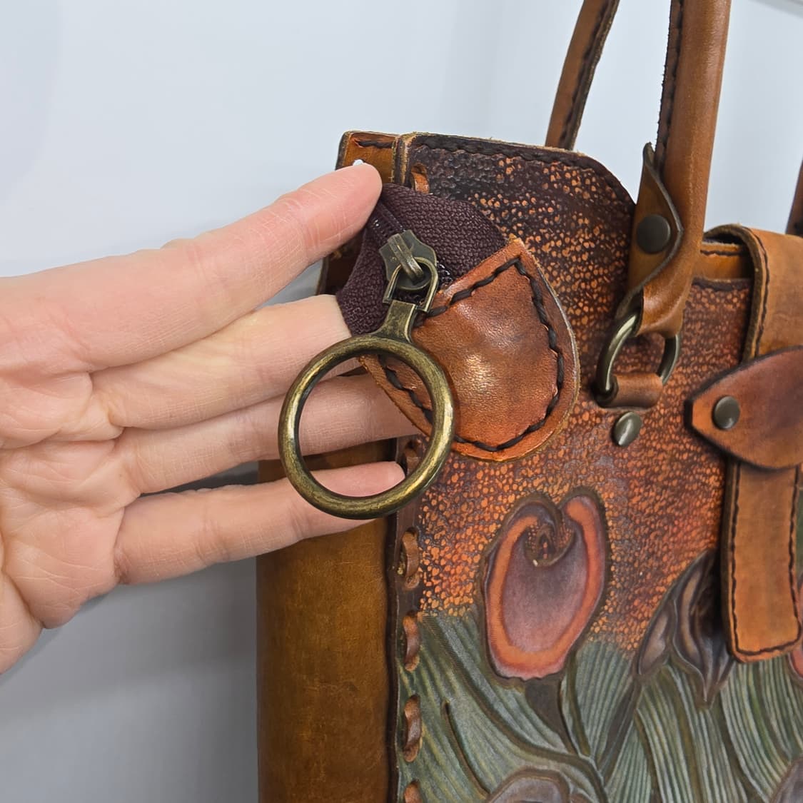 빈티지 리얼 소가죽 핸드메이드 토트백 / 엔틱 가죽가방 상품이미지3