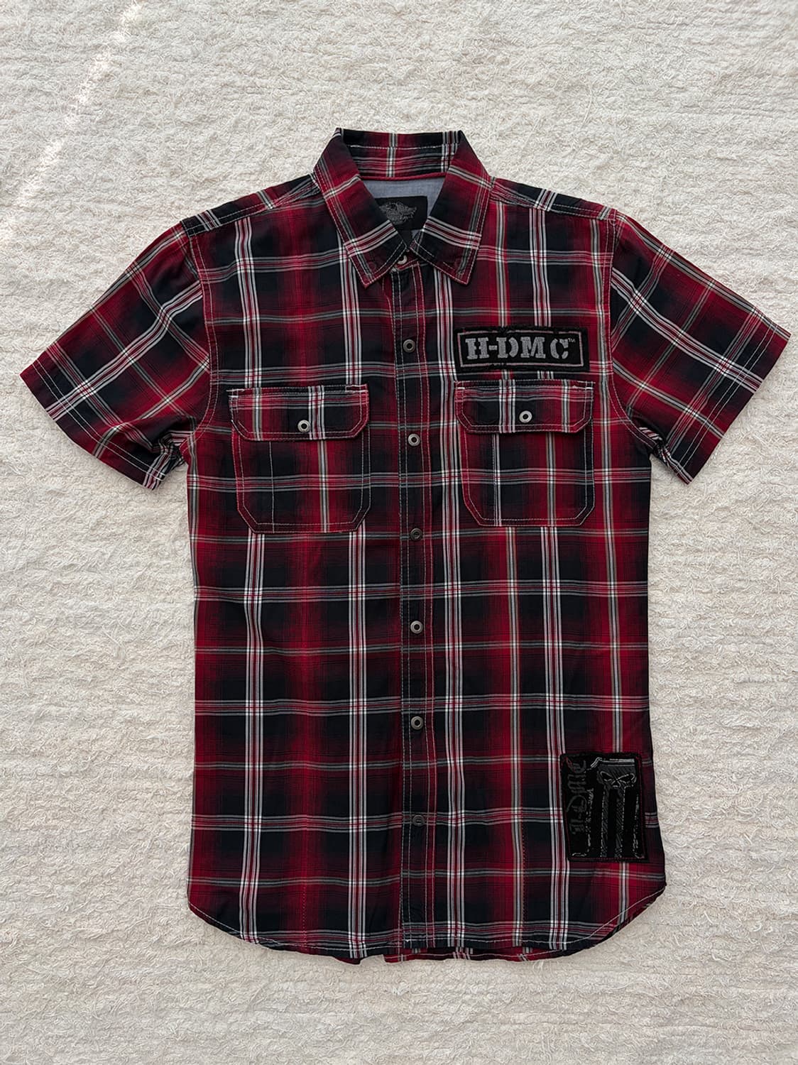 할리데이비슨 레드 투포켓 체크 반팔 셔츠 상품이미지1