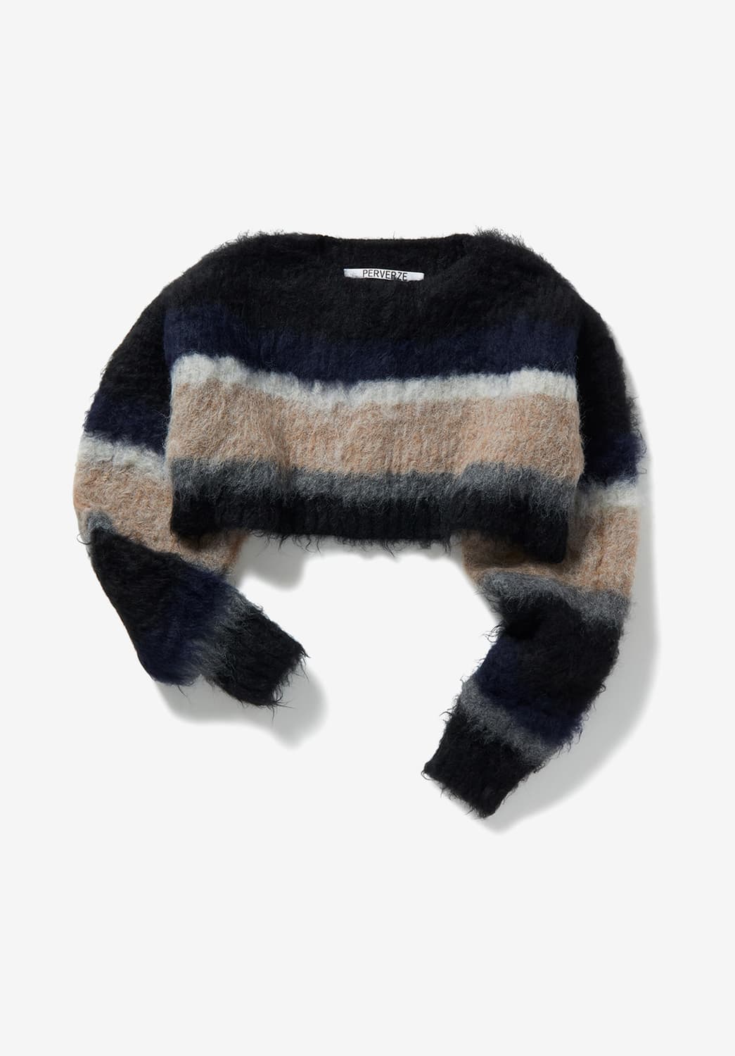 DOUBLE STRIPE TOP AND SCARF black 상품이미지4