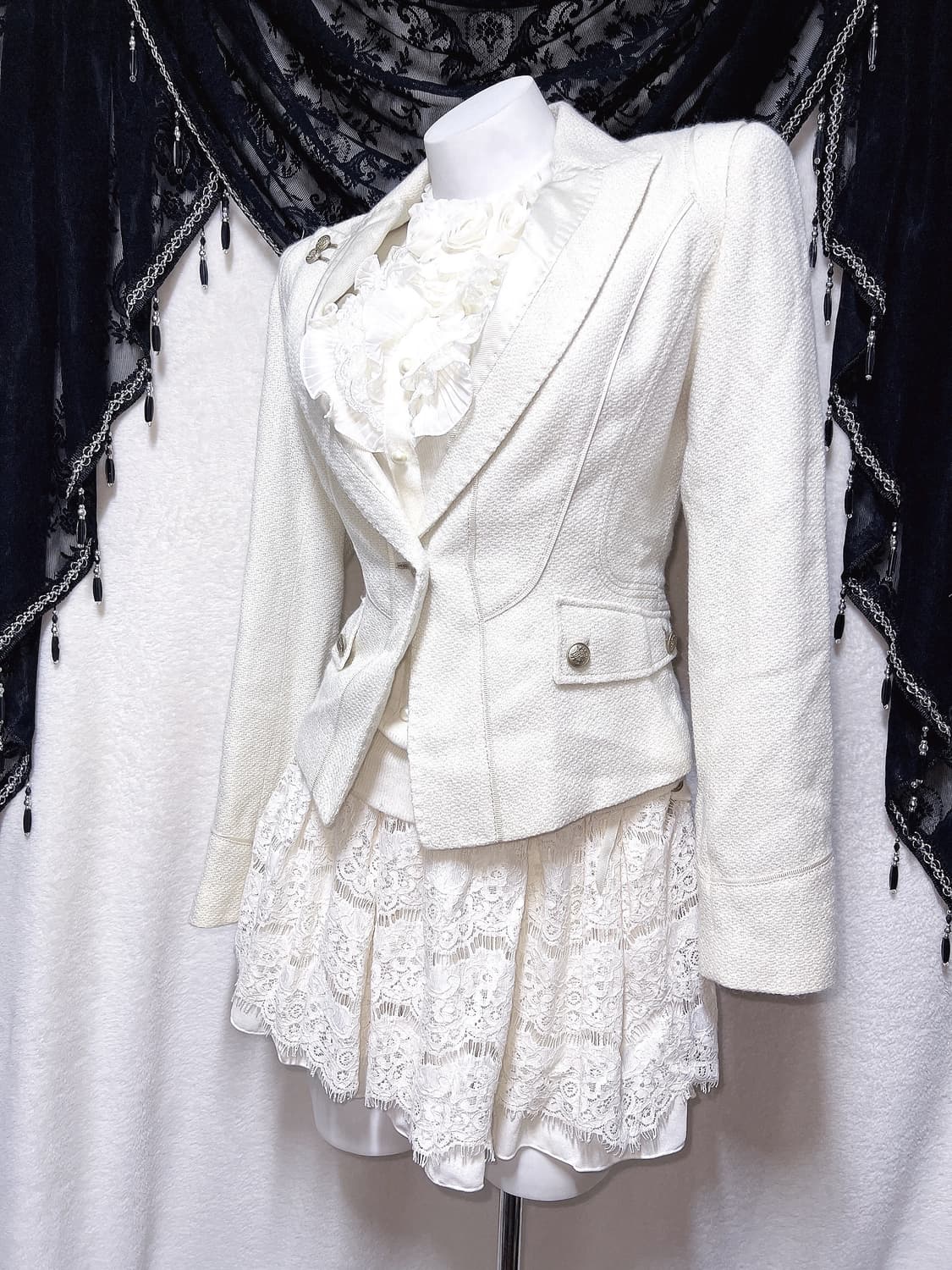 로맨틱갸루 달천 글리터 자켓 프릴레이스 로걀탑 리즈리사 스커트 코디세트 상품이미지1