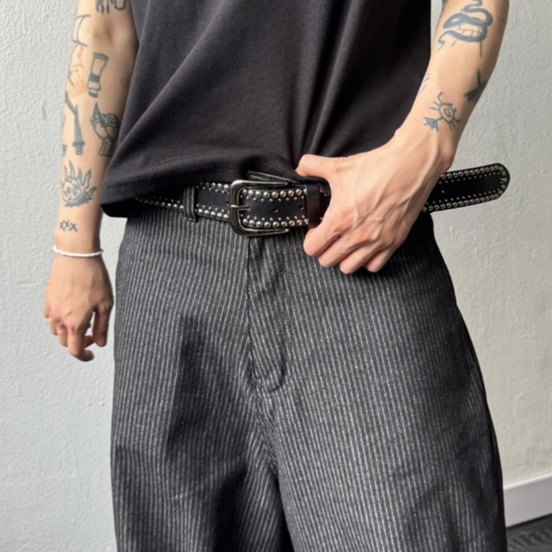 [Unisex] 스터드 웨스턴 찡 가죽 벨트 상품이미지2
