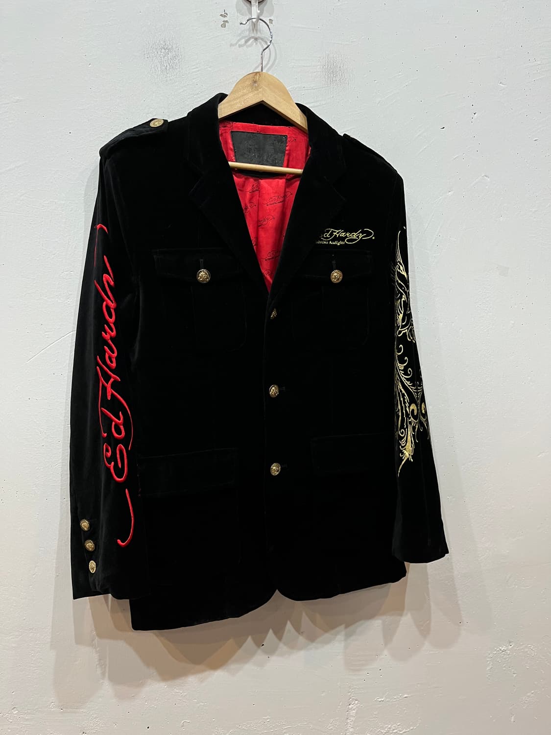 ED HARDY 에드하디 금장 자수 벨벳 자켓 상품이미지2