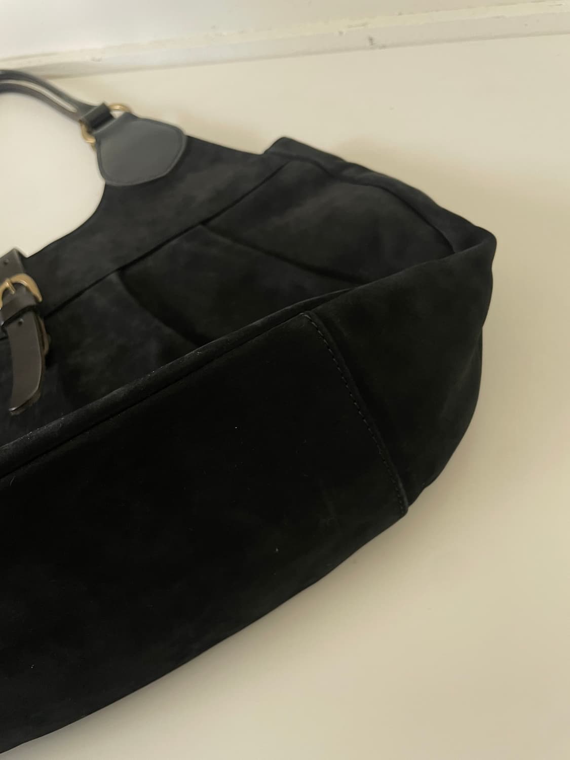 vintage black suede buckle hobo bag 상품이미지4