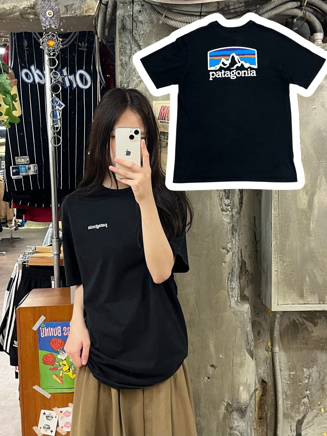 파타고니아 반팔티 블랙 M #csz391 상품이미지1