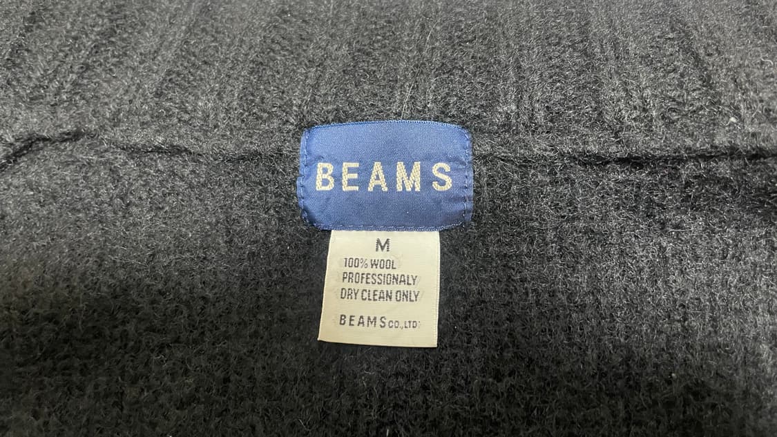 JPN 빔즈 BEAMS 울100% 블랙 니트 가디건 M 상품이미지5