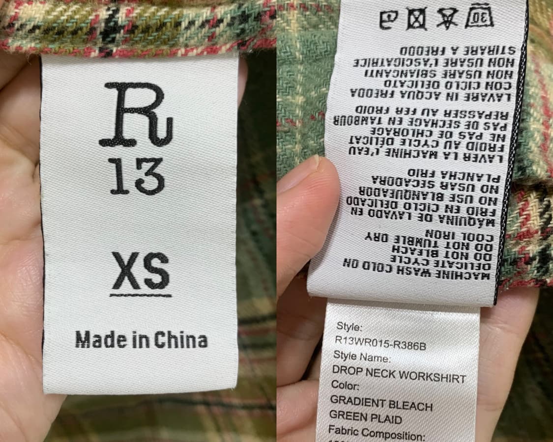 [XS] R13 알써틴 드롭 넥 워크 셔츠 그린 그라데이션 상품이미지8