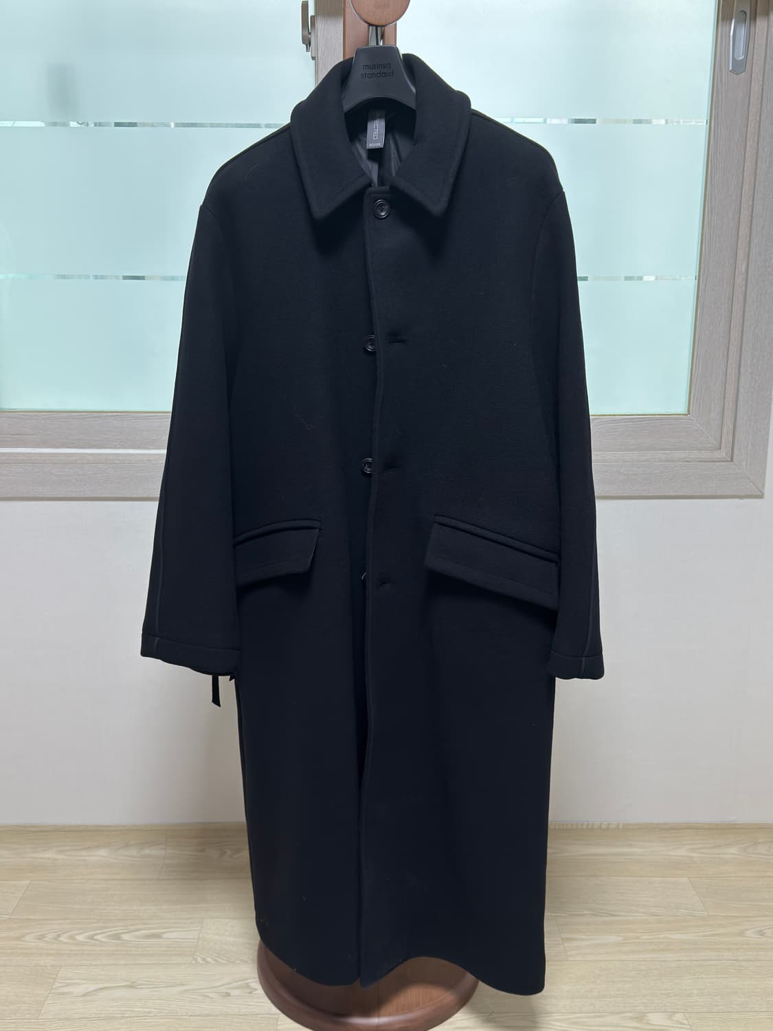 언어펙티드 파이프드 싱글 코트: 블랙 / M 상품이미지1