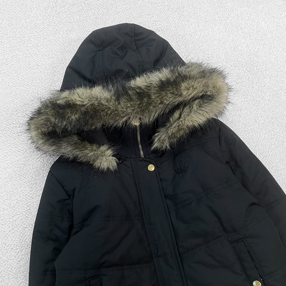 아디다스 y2k 미시엘리엇 퍼 후드 숏 패딩 블랙 상품이미지3