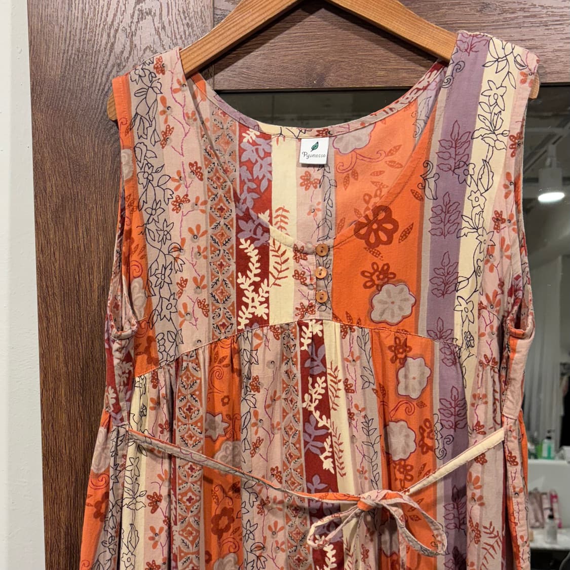 일본 빈티지 에스닉 히피 플라워 패턴 민소매 원피스 상품이미지6