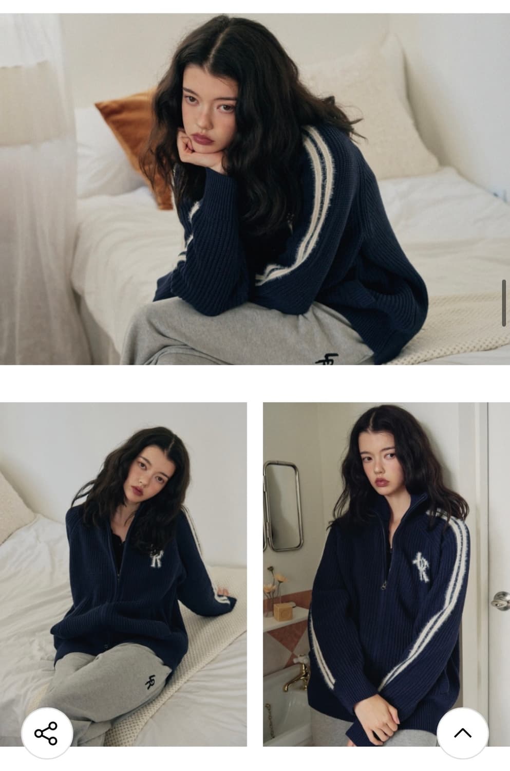 (M) 레더리 레글런 트랙 니트 집업 NAVY 판매 상품이미지3