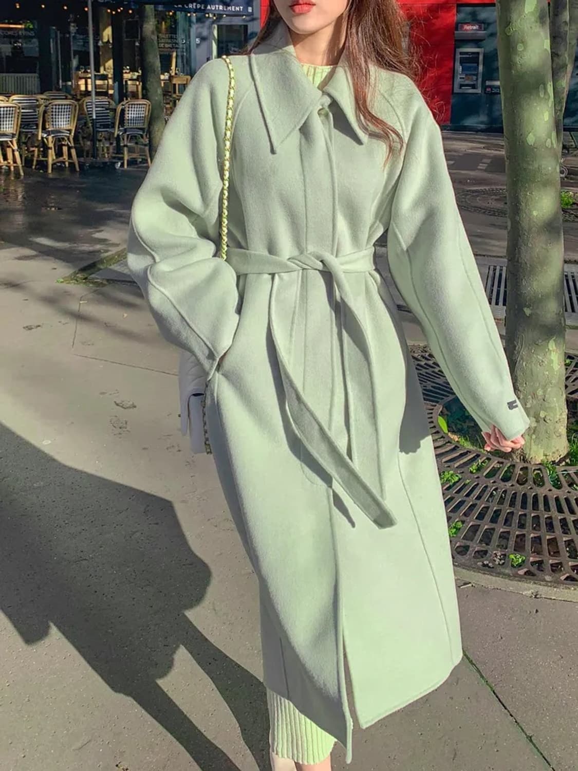 민트색 핸드메이드 메리노울 코트 상품이미지2