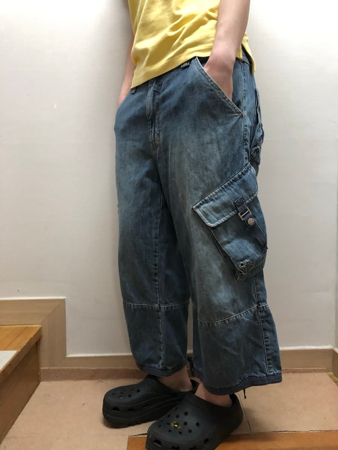 빈티지 게스 데님 카고 버뮤다 팬츠 상품이미지4