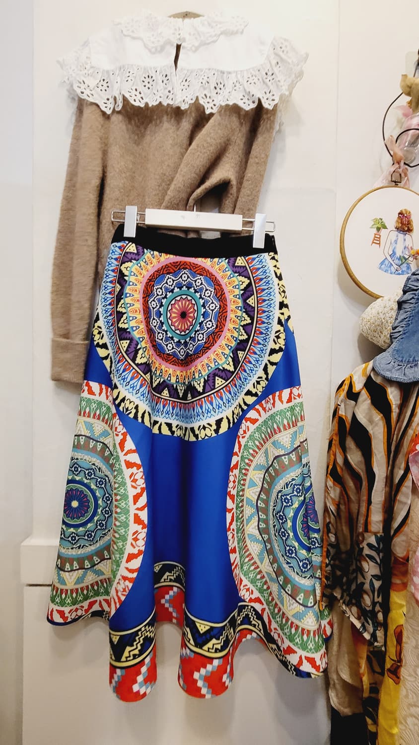 자라 펀칭자수 프릴니트.  수입 에스닉 스커트 상품이미지6