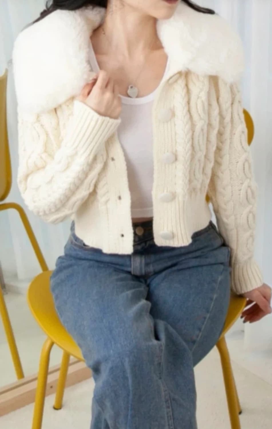 미착) 장원영 케이블 밍크 가디건  상품이미지8