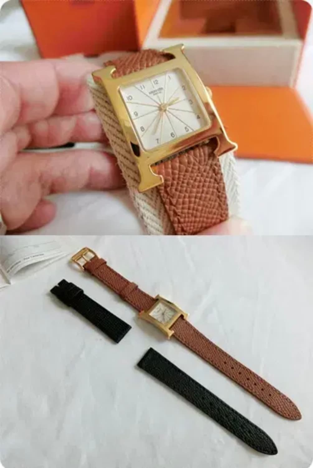 에르메스 H아워 1.201 금장 여성용 쿼츠 PM 스몰 사이즈 상품이미지3