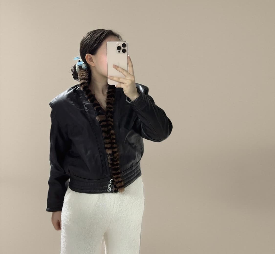 빈티지 밍크 카라 양가죽자켓 상품이미지5
