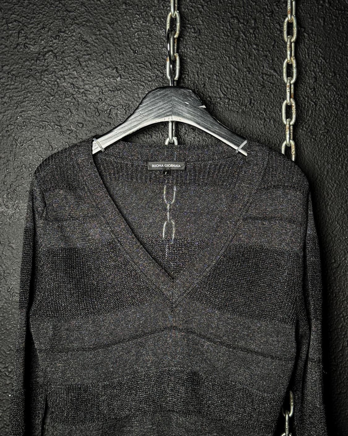 Sheer Stripe V-Neck Knit 상품이미지2