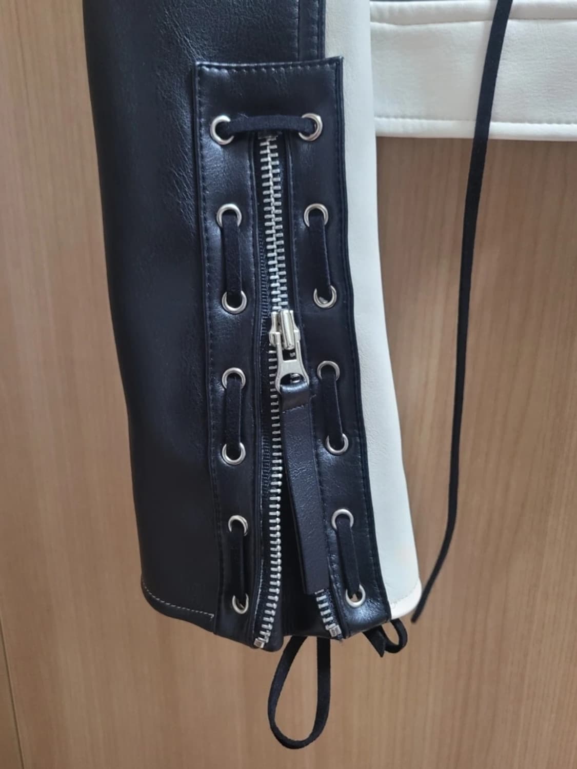 시눈 레더 배색 라이더 자켓 상품이미지4