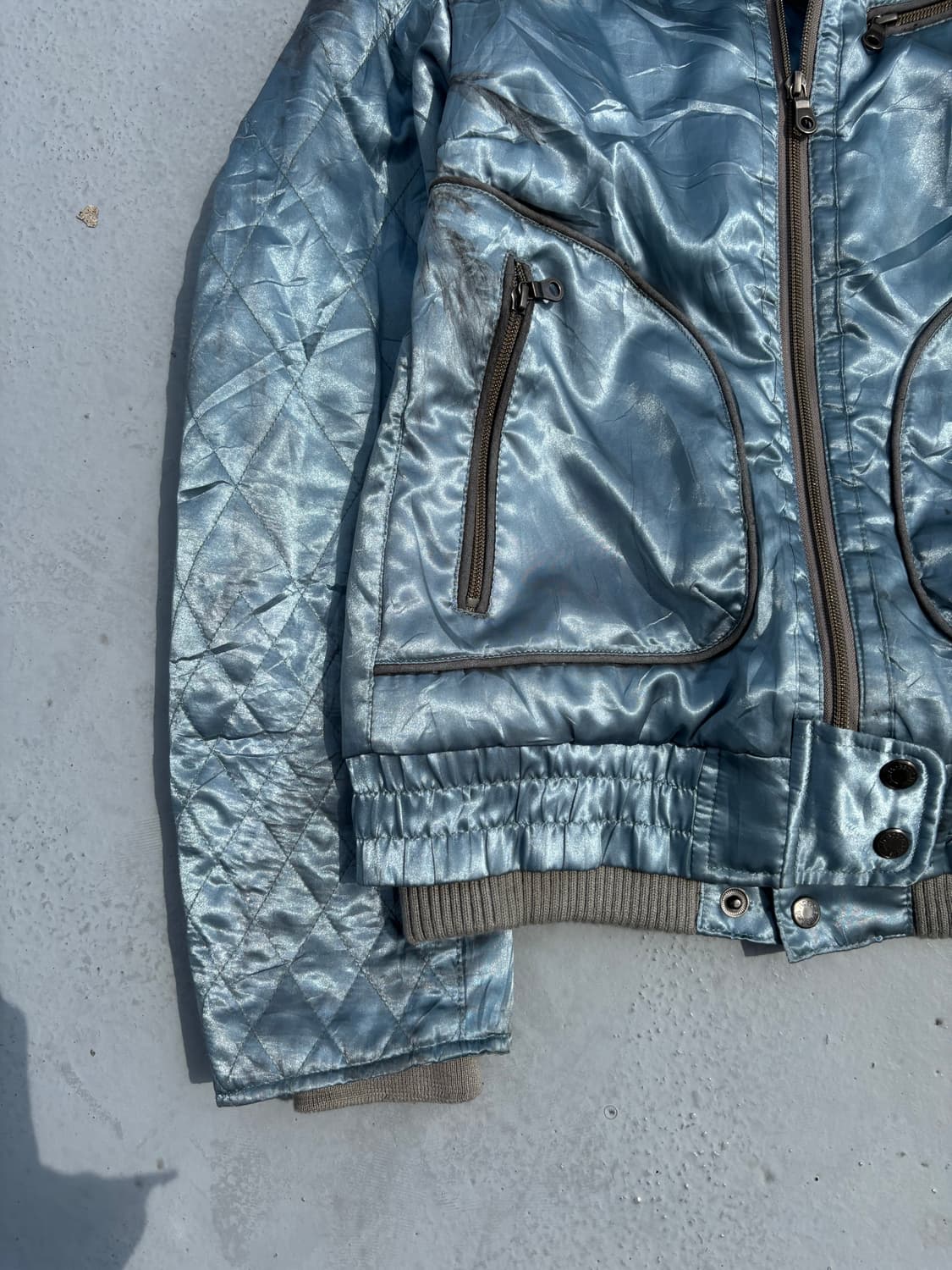 “Vintage” Y2K Mood Sky Blue Zipper Detai 상품이미지2