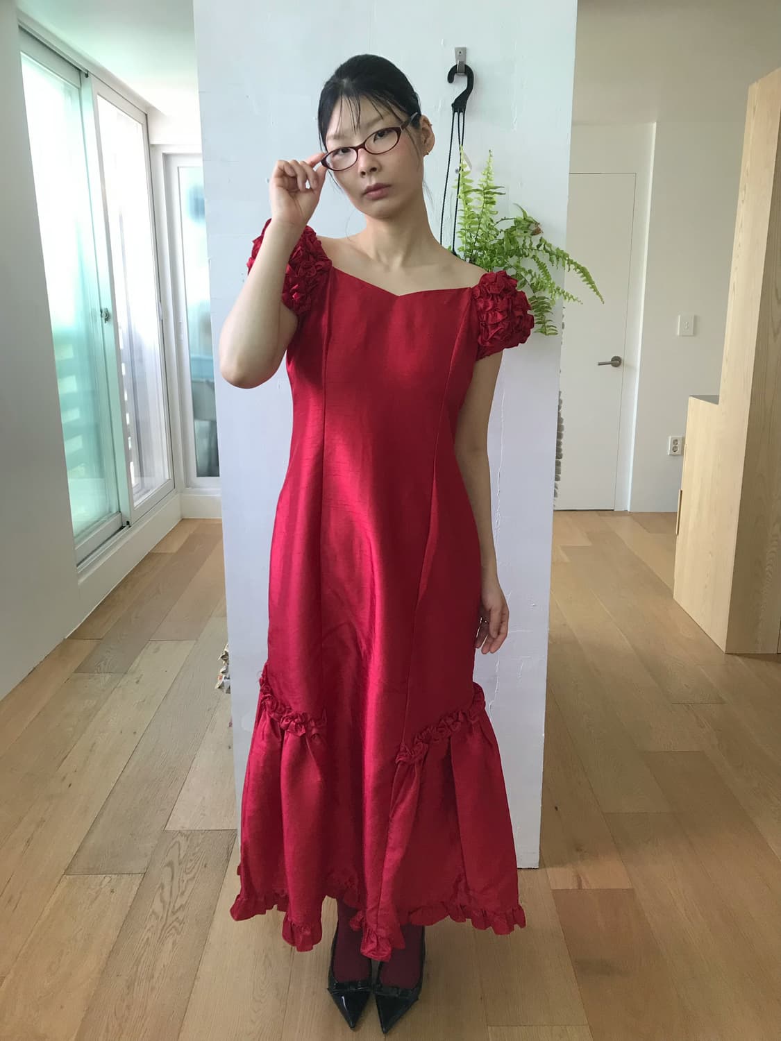 vintage red frill dress 상품이미지4