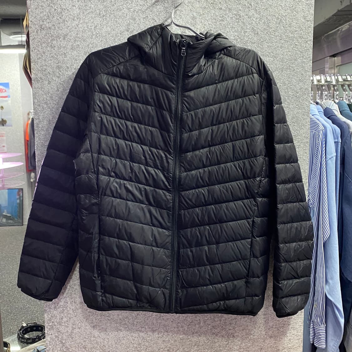 빈티지 블랙 후디 경량패딩 B3453 상품이미지2