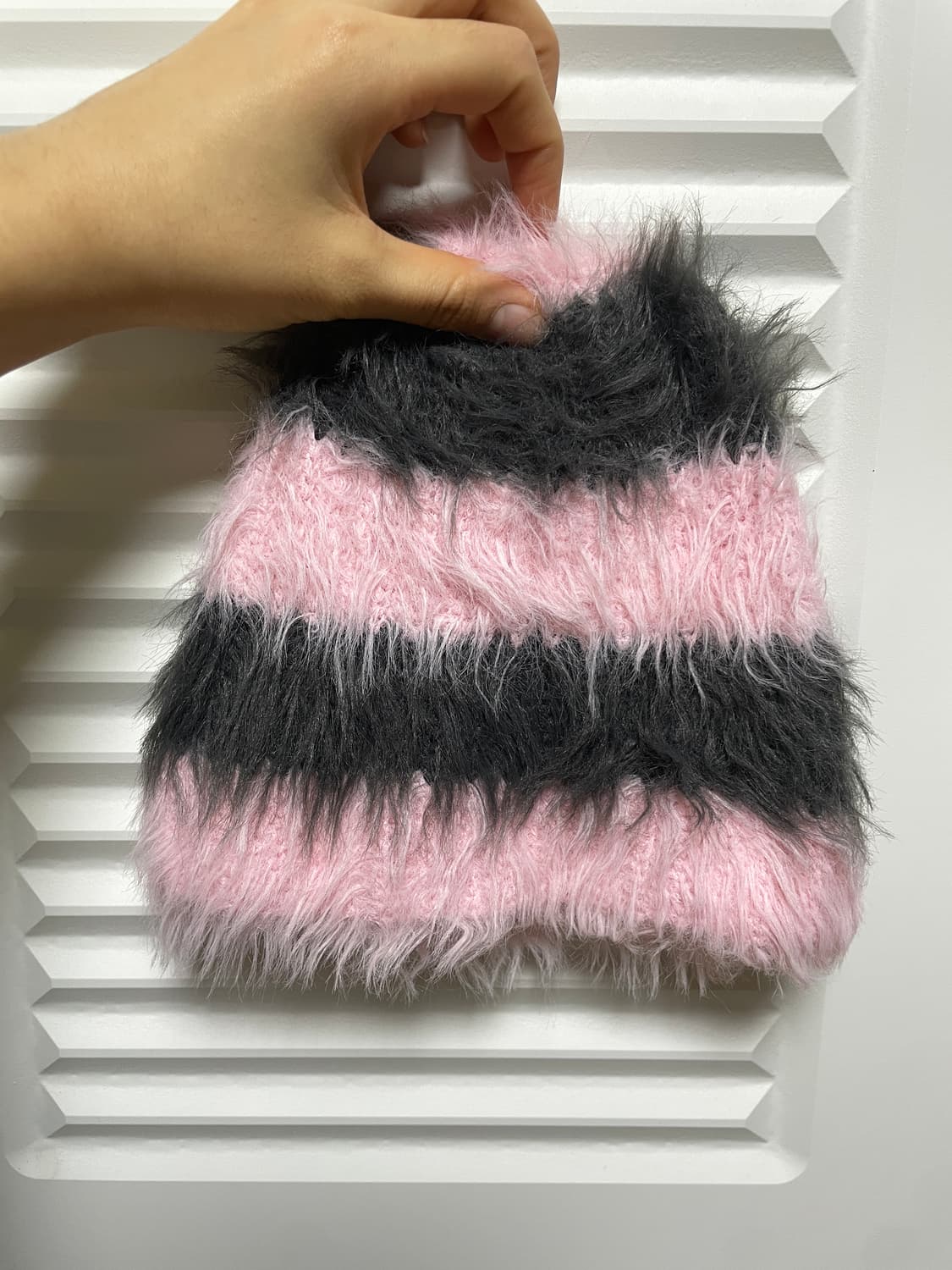 에스이오 SEO Fuzzy Stripe Beanie Pink OS 상품이미지5