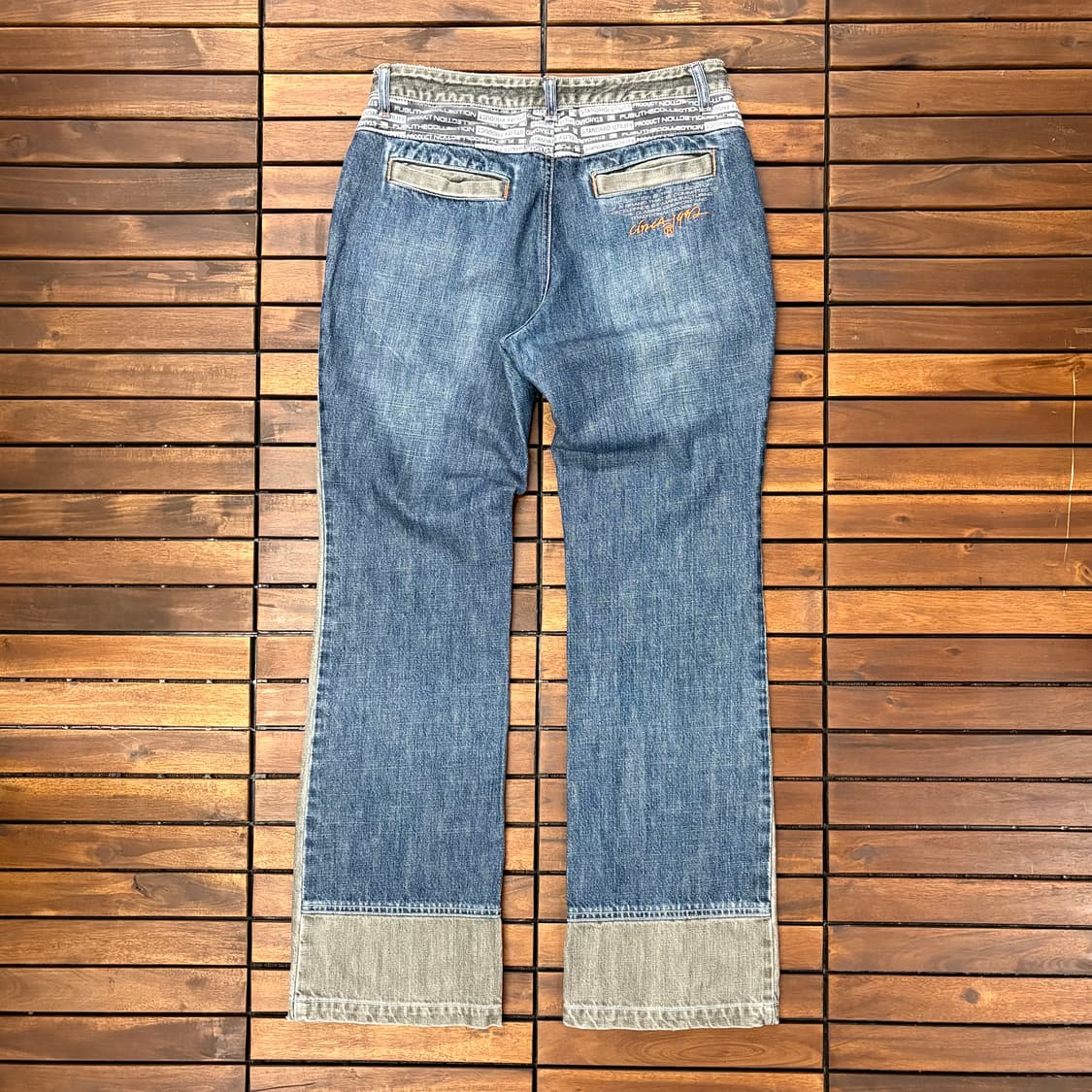 (29) 후부 올드스쿨 배색 데님 팬츠 상품이미지3