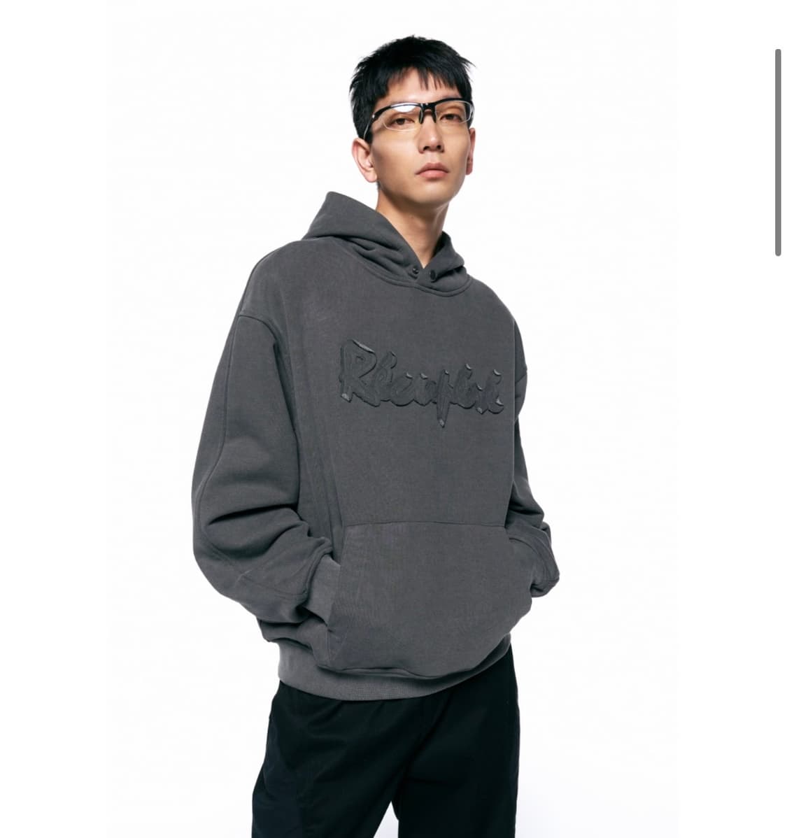 인사일런스 아플리케 캠페인 후드 차콜 상품이미지3