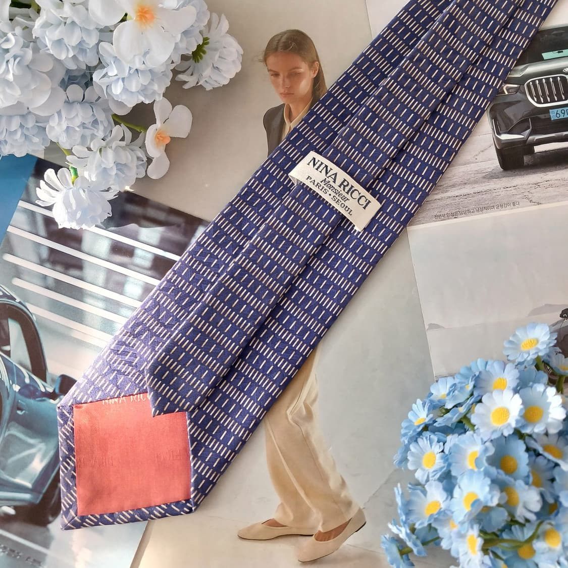 니나리치 실크 기하 스트라이프 넥타이 9.5cm A+등급 A19367
 상품이미지6