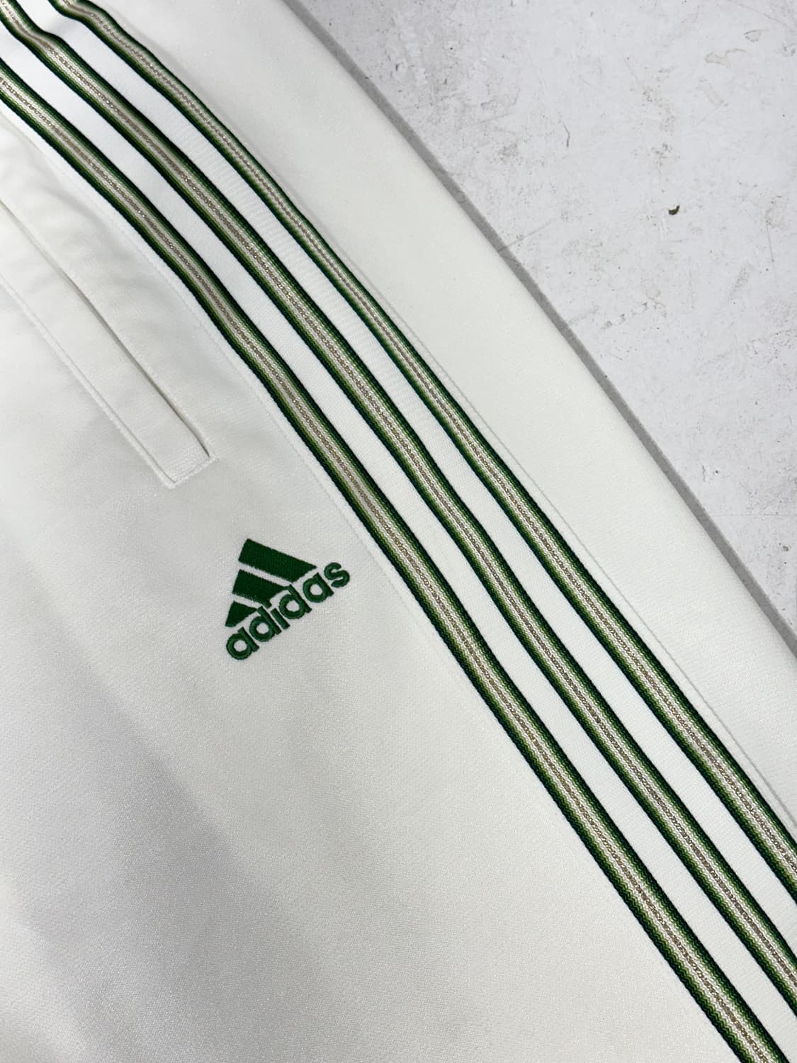 아디다스 대대장 화이트 그린 삼선 와이드 추리닝 바지 트레이닝 팬츠 L 상품이미지6