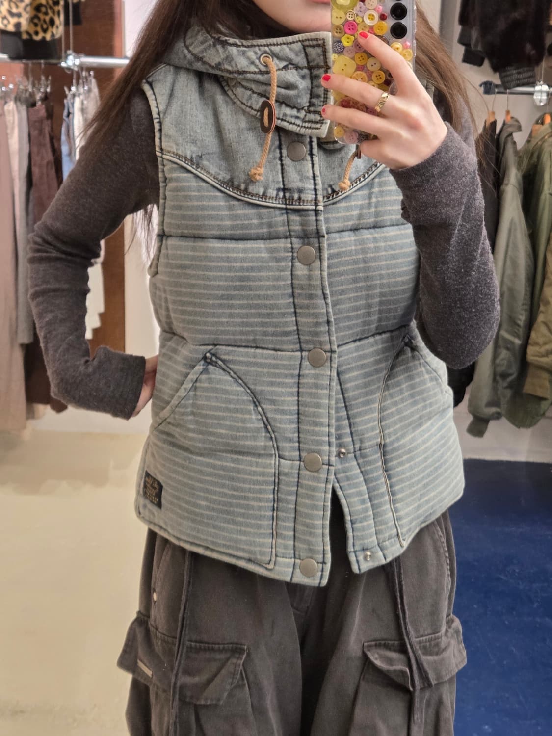 CubeSugar Japan 데님 패딩 베스트 상품이미지3