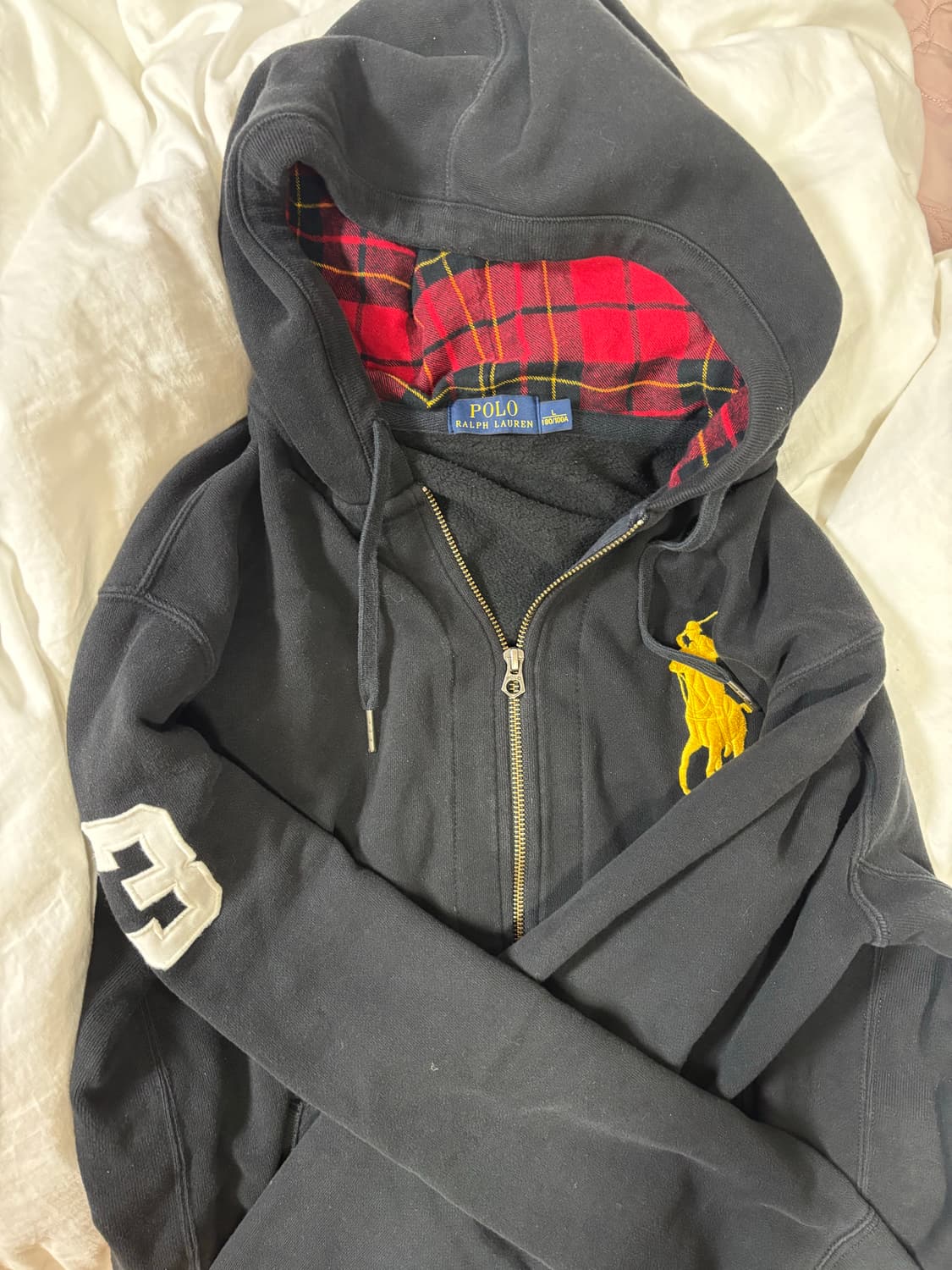 폴로 빅포니 체크 후드집업 L 상품이미지1