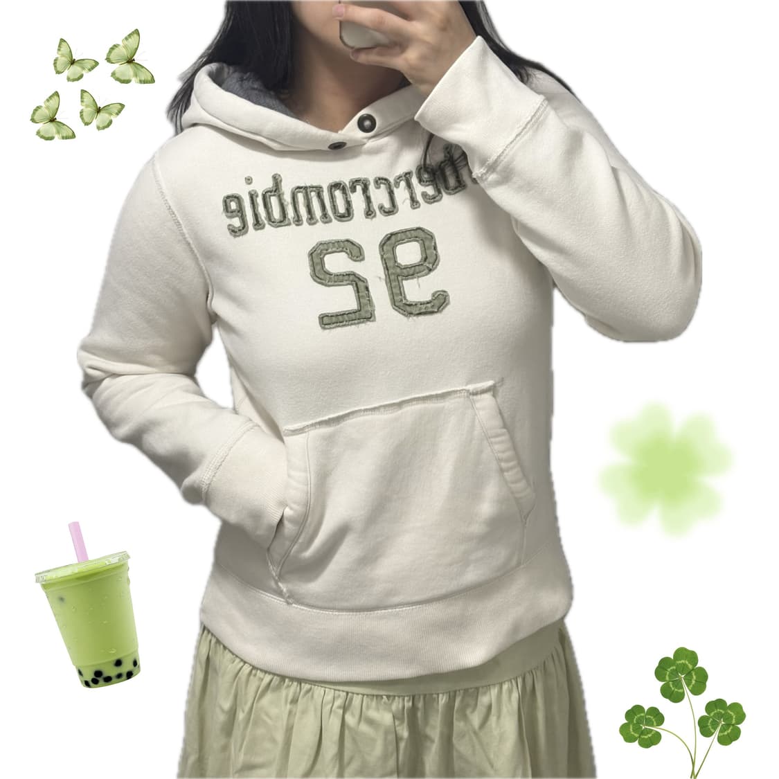 대대장) 아베크롬비 말차🌱로고 슬림핏 후드티 상품이미지1