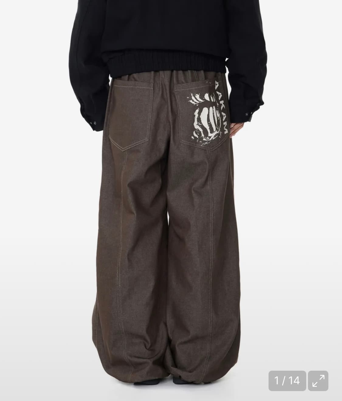 Knee Pin-tuck Printed Denim Pants (Brown 상품이미지1