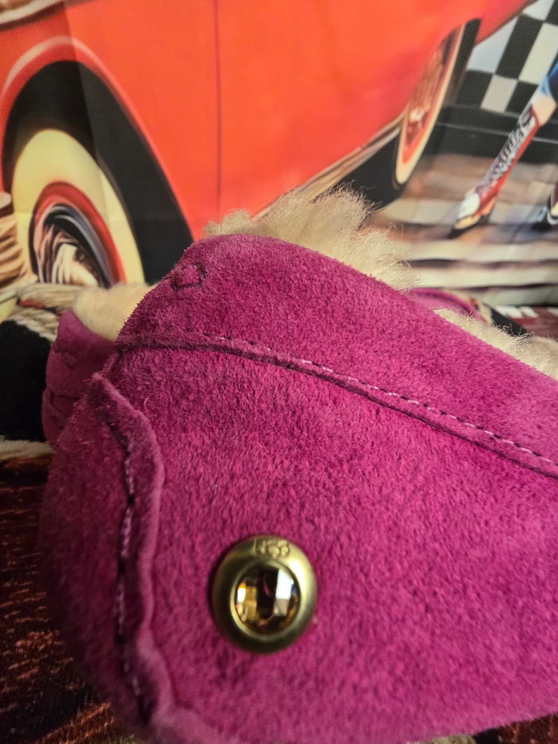 핑크 스웨이드 퍼 트리밍이 특징인 어그(UGG)  상품이미지5