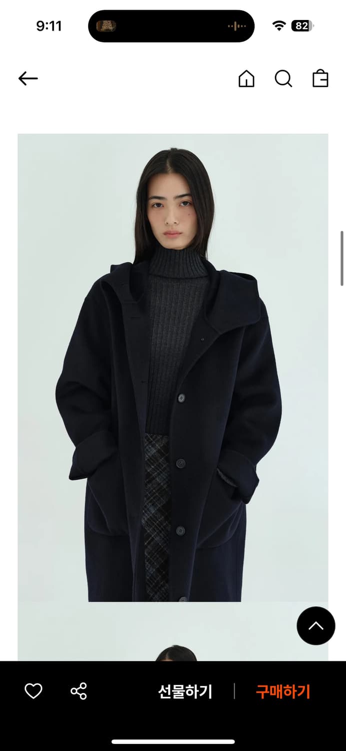 ORE 오어 캐시울 핸드메이드 후드 코트 블랙 1회착 상품이미지2