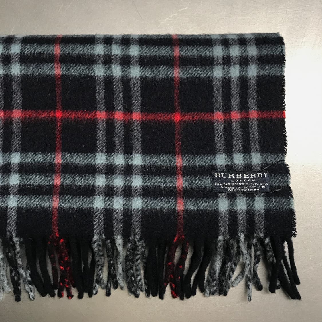 버버리 정품 캐시미어/울 머플러 네이비 상품이미지3