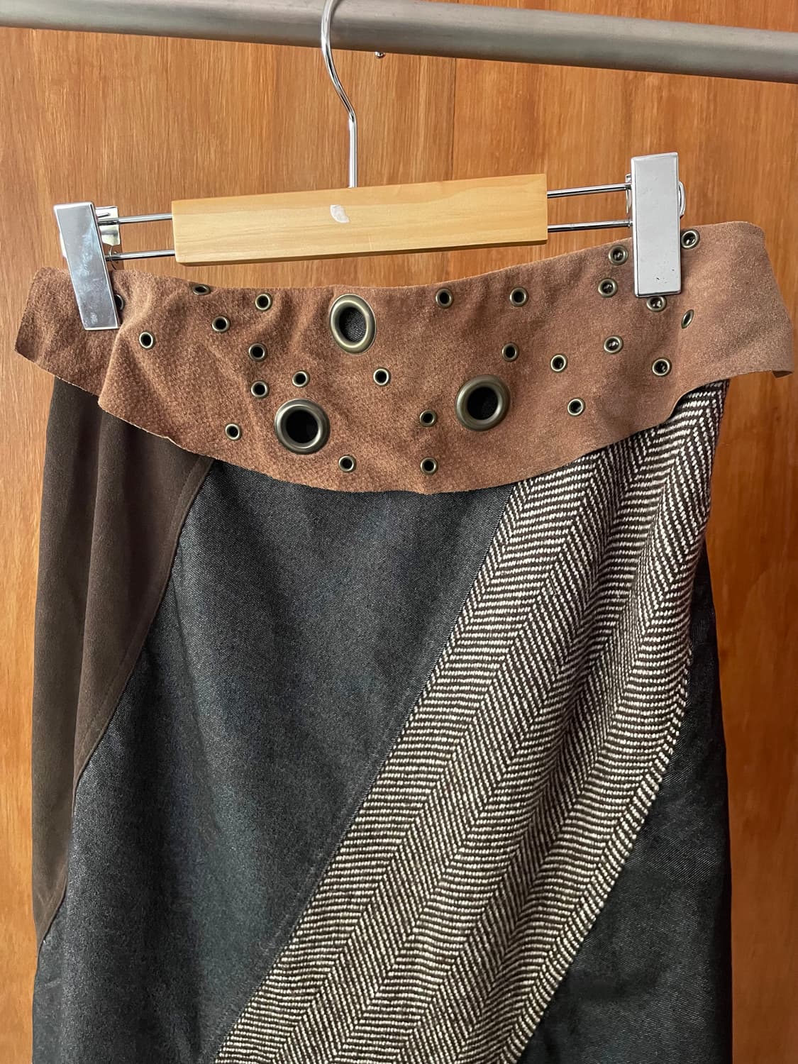 Mixed Texture Patchwork Skirt 상품이미지2