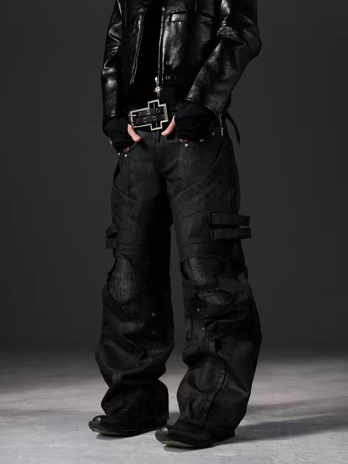 3D Cut Waxed Straight Denim Pants  상품이미지1