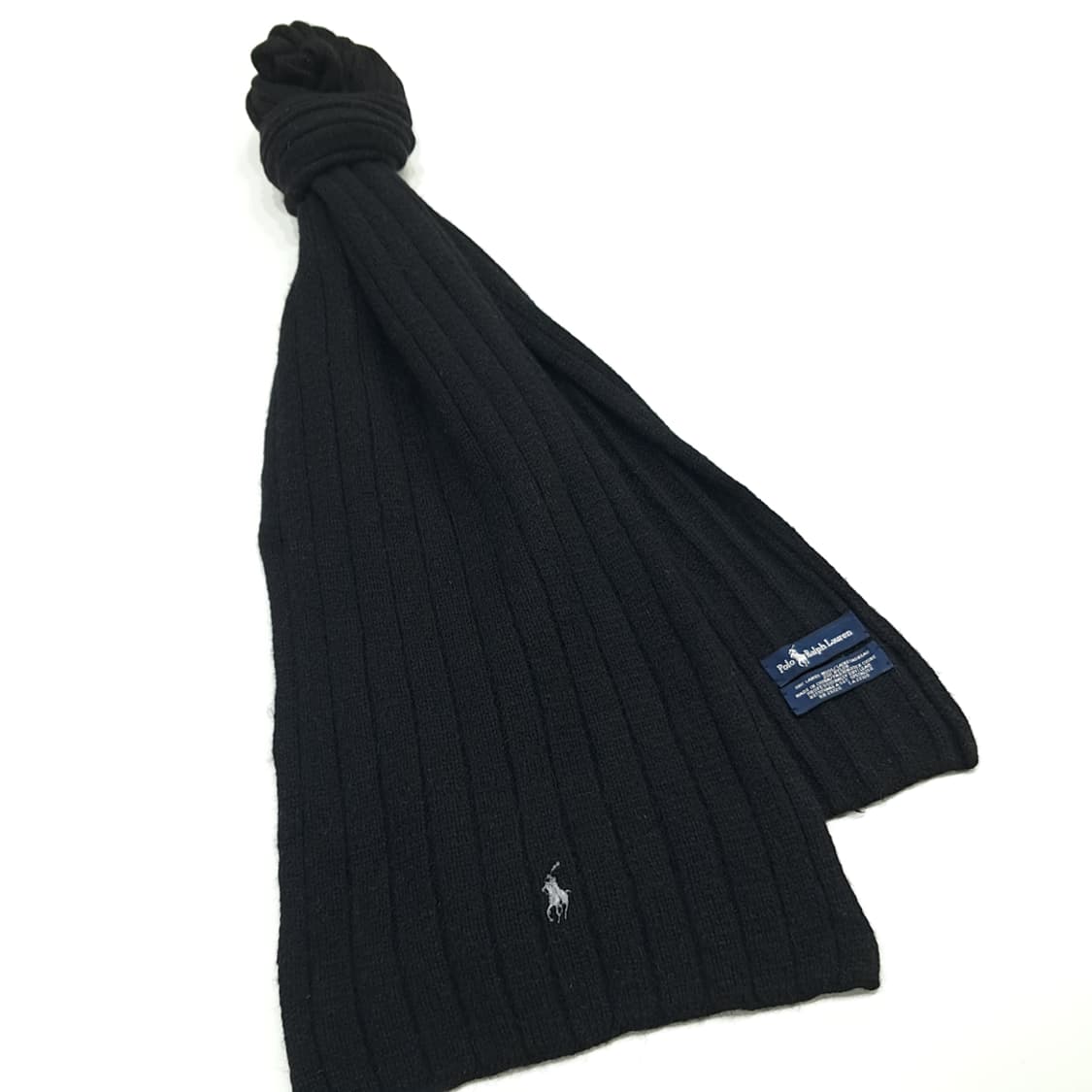 MX118 폴로 랄프로렌 블랙 빅리브드 램스울 니트 목도리 머플러 상품이미지2